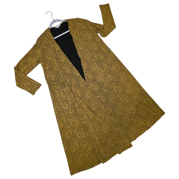 LuLaRoe Sarah Cardigan Small Floral Golden Mustard Jacquard Longline Duster - Picture 7 of 9